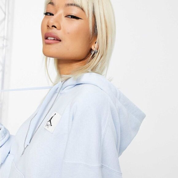 Jordan | Essential Loose Fit Fleece Hoodie in Baby Blue | 3X - Picture 3 of 9